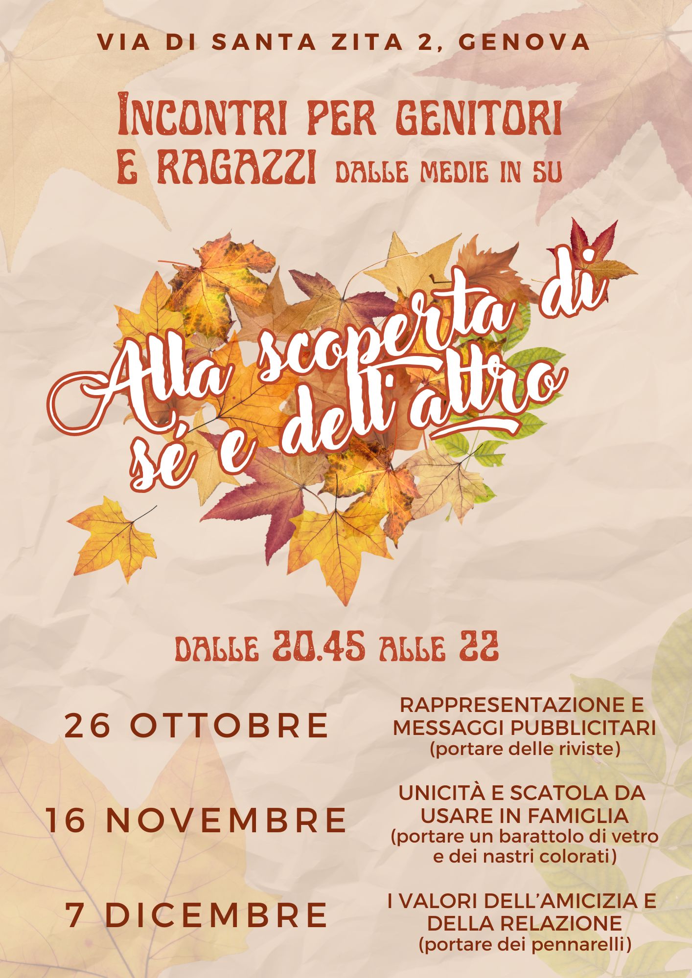 Incontri per genitori e ragazzi genova